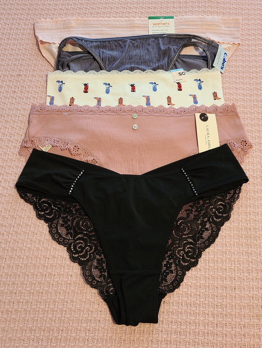 Lot of 5 New Bikini Panties Size Lg - Assorted Brands